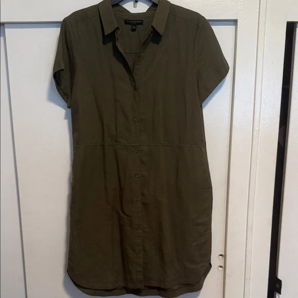 Banana Republic Olive Button-Front Shirt Dress - Picture 3 of 4